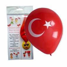 Set-29 Ekim Cumhuriyet Bayramı Türk Bayrağı Baskılı Balon-Kitap Ayracı
