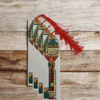 Filistin Geri Dönüş Anahtarı Temalı Kitap Ayracı (Kudüs Desenli, Kırmızı Püsküllü)