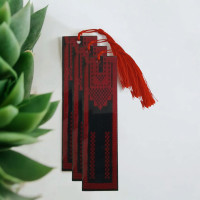 Filistin Tatreez (Nakış) Kırmızı-Siyah Desenli Geleneksel Kitap Ayracı