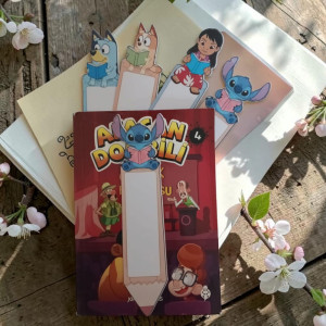 Kitap Okuyan Sevimli Karakterler Kurşun Kalem Tasarımlı Kitap Ayracı - 188x50 mm Kitap Okuyan Sevimli Karakterler Kurşun Kalem Tasarımlı Kitap Ayracı - 188x50 mm