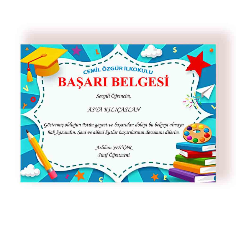 Başarı Belgesi | Eğitim ve Motivasyon İçin Özel Sertifika ogrenci-basari-belgesi-tesekkur-takdir