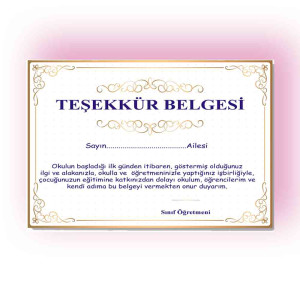 Veli Teşekkür Belgesi | Öğrenci Başarısına Katkı İçin Anlamlı Belge Veli Teşekkür Belgesi | Öğrenci Başarısına Katkı İçin Anlamlı Belge