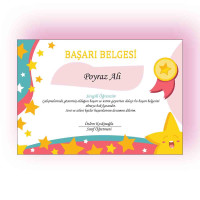 Yıldız Temalı Başarı Belgesi | Öğrenci Ödül Belgesi