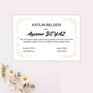 Öğrenci Katılım Belgesi | Okul Etkinlikleri için Özel Tasarım Öğrenci Katılım Belgesi | Okul Etkinlikleri için Özel Tasarım
