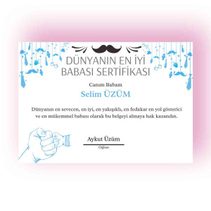 Babalar Günü Sertifikası | Özel Tasarım Baba Takdir Belgesi Babalar Günü Sertifikası | Özel Tasarım Baba Takdir Belgesi