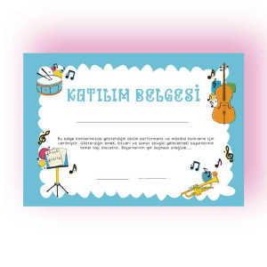 Müzik Konseri Katılım Belgesi - Çocuklar İçin Enstrüman Başarı Sertifikası Müzik Konseri Katılım Belgesi - Çocuklar İçin Enstrüman Başarı Sertifikası