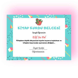 Kitap Kurdu Belgesi | Kişiye Özel Tasarlanmış Okuma Sertifikası