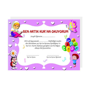 Artık Kur'an Okuyorum Belgesi Kız Artık Kur'an Okuyorum Belgesi Kız