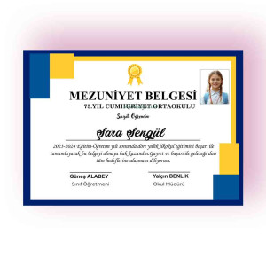 Lacivert Mezuniyet Belgesi - Şık Tasarım Resmi Diploma (Kişiye Özel) Lacivert Mezuniyet Belgesi - Şık Tasarım Resmi Diploma (Kişiye Özel)