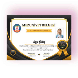Resimli Mezuniyet Belgesi Siyah