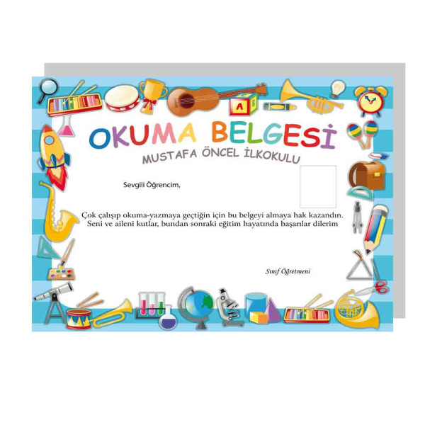 Artık Okuyorum Belgesi, öğrenciler için başarı belgesi, okuma ödülü  