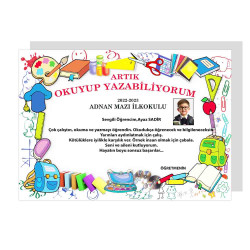 Resimli Artık Okuyorum Belgesi | Okuma Başarı Sertifikası