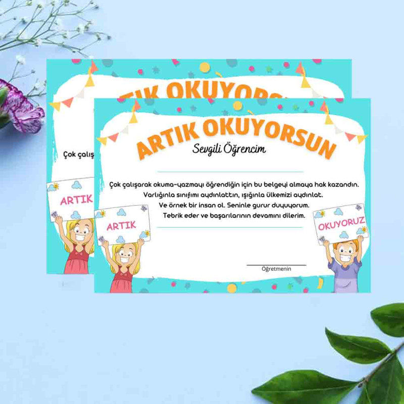 Okuma Becerisi Belgesi - İlkokul Öğrencilerine Özel Sertifika okuma-becerisi-belgesi-artik-okuyorum-ilkokul
