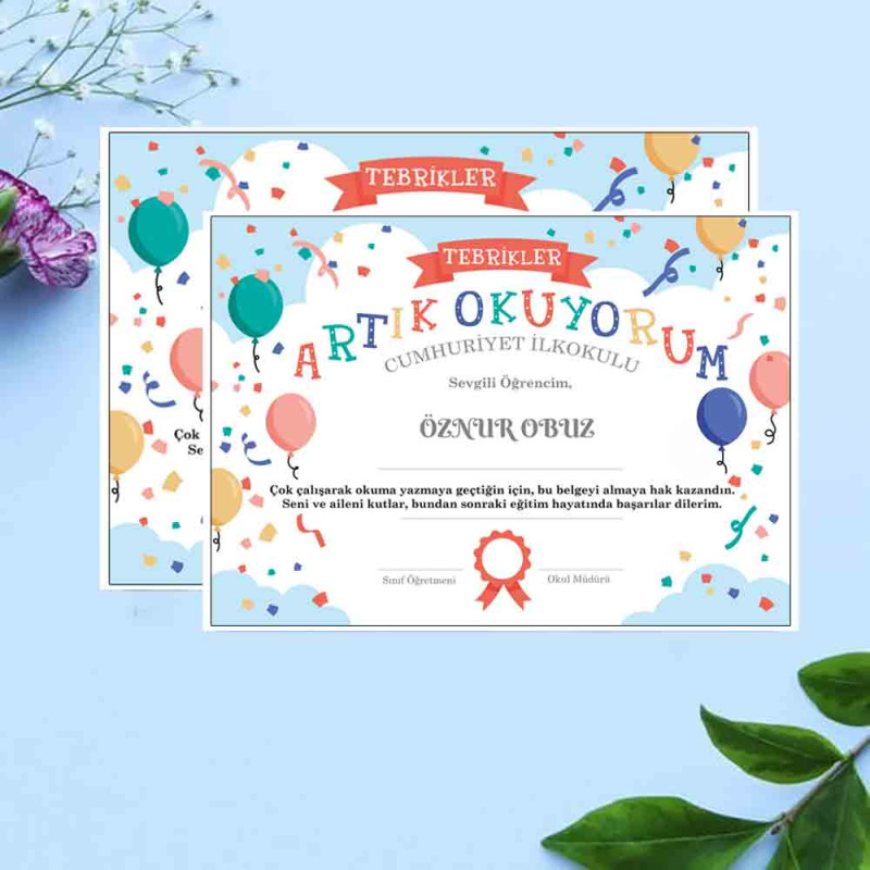Okuma Becerisi Belgesi - İlkokul Öğrencilerine Özel Sertifika okuma-becerisi-belgesi-artik-okuyorum-ilkokul