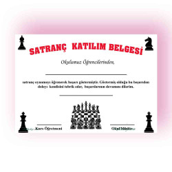Satranç Katılım Belgesi - Profesyonel Satranç Figürlü Başarı Sertifikası