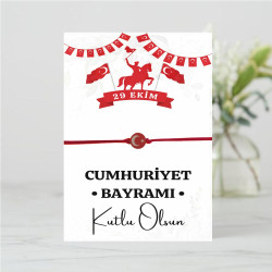 29 Ekim Cumhuriyet Bayramı Hediyelik Bileklikli Kart | Ay Yıldızlı Bileklik