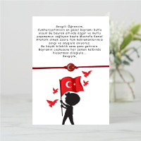 Öğrenciler için 29 Ekim Cumhuriyet Bayramı Bileklikli Hediye Kartı