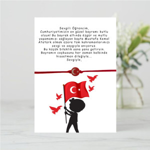 Öğrenciler için 29 Ekim Cumhuriyet Bayramı Bileklikli Hediye Kartı Öğrenciler için 29 Ekim Cumhuriyet Bayramı Bileklikli Hediye Kartı