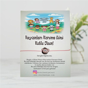Hayvanları Koruma Günü Dilek Bilekliği ve Kartı - Öğrenci