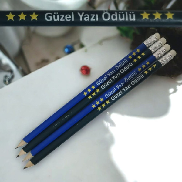 güzel-yazı-ödülü-yazılı-kurşun-kalemler-mavi-siyah