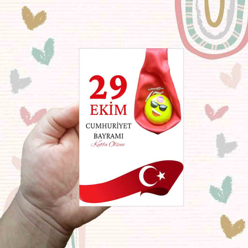 29 Ekim Cumhuriyet Bayramı Çikolatalı Balon Kartı | Bayram Coşkusuna Tatlı ve Renkli Dokunuş 29-ekim-cumhuriyet-bayrami-cikolatali-balon-karti-bayrak-temali-hediye