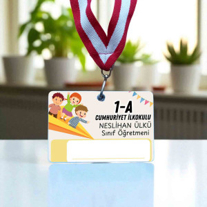 Kağıt Uçak Tasarımlı Kişiye Özel PVC Kaplı Boyun Askılı Öğrenci Yaka Kartı - Çift Taraflı Yazılabilir Kağıt Uçak Tasarımlı Kişiye Özel PVC Kaplı Boyun Askılı Öğrenci Yaka Kartı - Çift Taraflı Yazılabilir