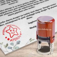 Yıldızlı Yuvarlak Kaşe | Öğrenci Başarısını Kutlayan Eğlenceli Takdir Aracı