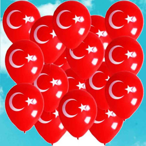 Türk Bayrak Baskılı Balon | Kırmızı Beyaz Dekoratif Balon Türk Bayrak Baskılı Balon | Kırmızı Beyaz Dekoratif Balon
