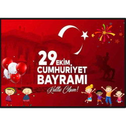 29 Ekim Cumhuriyet Bayramı Afişi | Atatürk ve Bayrak Temalı Kutlama Tasarımı