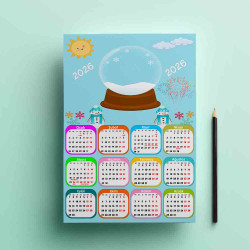 Kişiye Özel Fotoğraflı 2026 Yılı Takvimi | Kar Küresi Temalı Duvar Takvimi