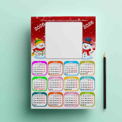 Kişiye Özel Fotoğraflı Yeni Yıl Takvimi | Kardan Adam Temalı Duvar Takvimi