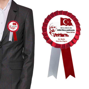12 Mart İstiklal Marşı Kabulü ve Mehmet Akif Anma Günü Saten Kokart 12 Mart İstiklal Marşı Kabulü ve Mehmet Akif Anma Günü Saten Kokart