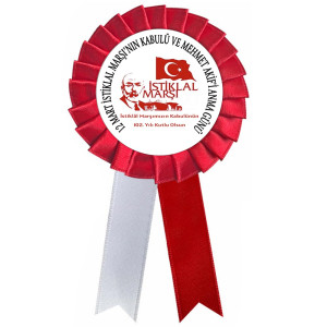 12 Mart İstiklal Marşı Kabulü ve Mehmet Akif Anma Günü Saten Kokart 12 Mart İstiklal Marşı Kabulü ve Mehmet Akif Anma Günü Saten Kokart
