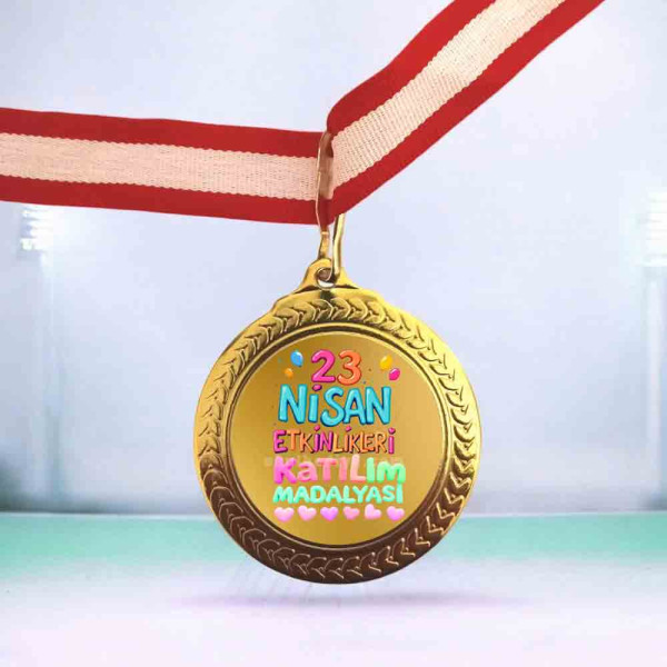 23 Nisan Etkinlikleri Katılım Madalyası - Milli Bayram Hatırası 23 Nisan Ulusal Egemenlik ve Çocuk Bayramı temalı katılım madalyası ve hatıra ürünü