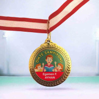 Dikte Şampiyonu Başarı Madalyası (İsme Özel, Öğrenci Figürlü, Altın Renk)
