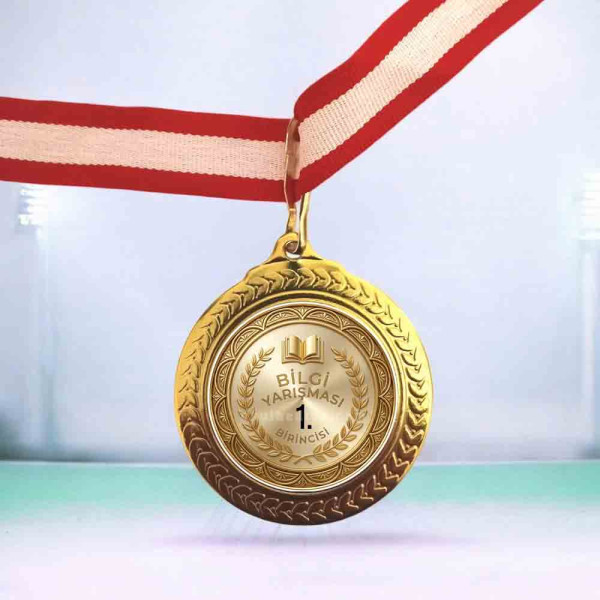 Bilgi Yarışması Başarı Madalyası Tasarımı kitap-figurli-bilgi-yarismasi-birincisi-yazili-altin-renkli-metal-basari-madalyasi