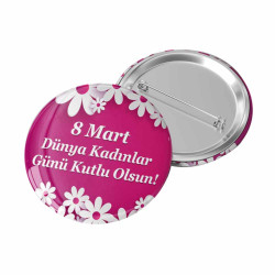 8 Mart Kadınlar Günü Rozeti | Mor Temalı Etkinlik Rozet