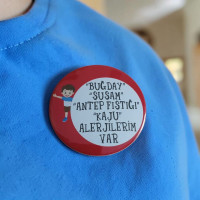 Çocuk Gıda Alerjisi Bildirim Rozeti - Kişiye Özel Alerjen Uyarı Buton Rozeti (Buğday, Susam, Fıstık, Kaju)
