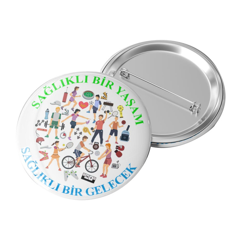 Sağlıklı Yaşam Rozeti - Metal 44mm saglikli-yasam-rozet-metal