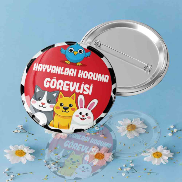 Hayvanları Koruma Görevlisi Başarı ve Motivasyon Rozeti kedi-kopek-tavsan-figurli-hayvanlari-koruma-gorevlisi-yazili-metal-yaka-rozeti
