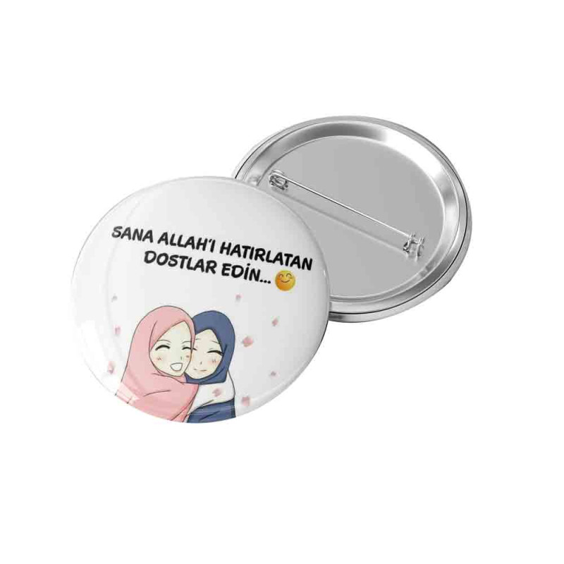 Allah'ı hatırlatan dostlar edin rozeti, manevi aksesuar, şık tasarım  