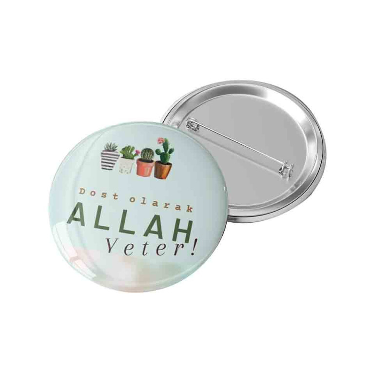 Dost Olarak Allah Yeter Rozeti - Şık ve Anlamlı Aksesuar Dost olarak Allah yeter rozeti, manevi aksesuar, şık tasarım
