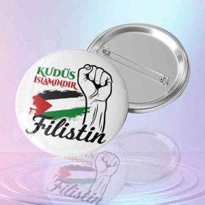Kudüs İslamındır Yumruk Desenli İğneli Buton Rozet - Filistin Bayraklı Dayanışma Rozeti Kudüs İslamındır Yumruk Desenli İğneli Buton Rozet - Filistin Bayraklı Dayanışma Rozeti