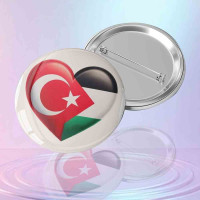 Türkiye Filistin Bayraklı Kalp Rozet | Destek Rozeti
