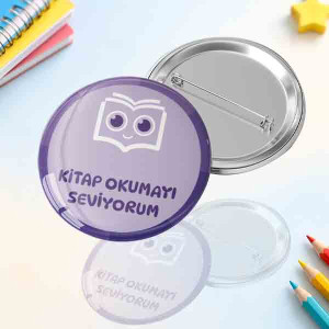Kitap Okumayı Seviyorum Rozeti - Kitap Kurdu İğneli Buton Rozet