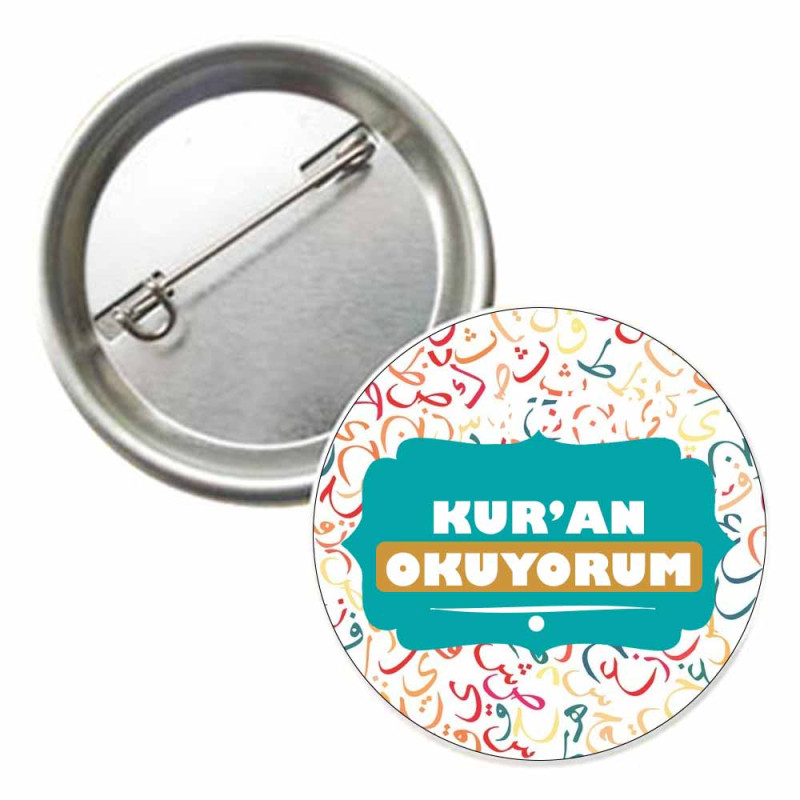 Artık Kuran okuyorum yazılı erkek öğrenci rozeti, manevi ve özel tasarım  
