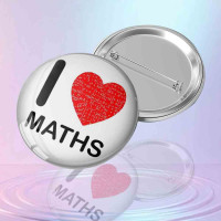 "I Love Maths" Formüllü Kalp Rozeti - Matematik Sevgisi Temalı