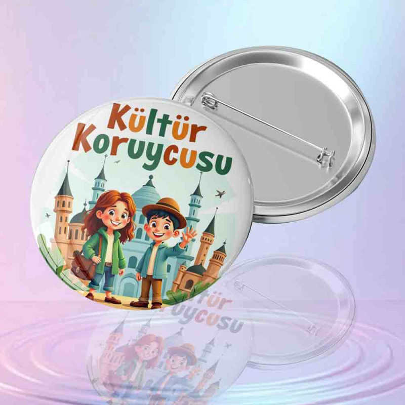 Kültür Koruyucusu yazılı kültürel miras ve sanat temalı rozet
