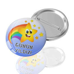 Günün Yıldızı Gökkuşağı Tasarımlı İğneli Buton Rozet - Okul Öncesi ve İlkokul Sınıf Ödülü Günün Yıldızı Gökkuşağı Tasarımlı İğneli Buton Rozet - Okul Öncesi ve İlkokul Sınıf Ödülü