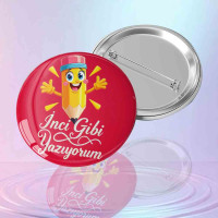 Kırmızı Zeminli Öğrenci Motivasyon Rozeti - "İnci Gibi Yazıyorum"